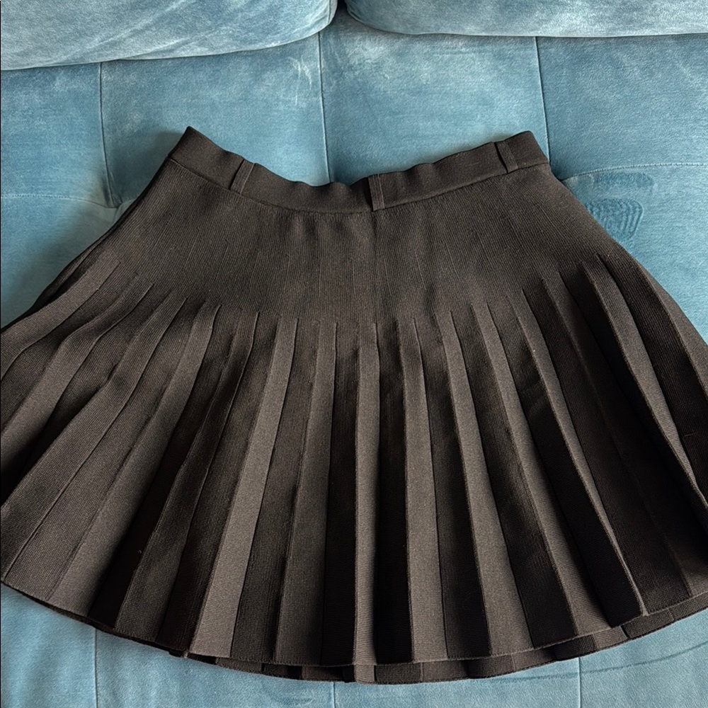 Zara Brown Mini Skater Skirt Pleated